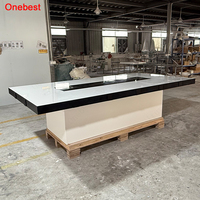 Table de conférence moderne incurvée avec base en bois pour chambre d'enfant et bureau