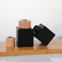 Flacon diffuseur de parfum en verre carré transparent noir de luxe 100 ml, vide, pour huiles aromatiques