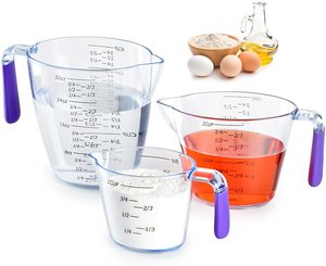ชุดถ้วยตวงพลาสติกใส <span class=keywords><strong>Homesmart</strong></span> 3 ชิ้น พร้อมด้ามจับยางนุ่มสีม่วง สำหรับวัดปริมาณส่วนผสมในการอบขนม 3 ถ้วย - Product Image 3