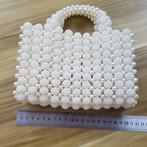 Borsa da sera da donna con perline a sfera di perle borsa da sera con pochette di lusso in acrilico pietra bianca - Product Image 4