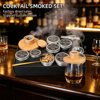 Kit de fumage pour boissons en bois personnalisé, cadeau de Noël pour les amateurs de bourbon, cocktails et whisky, outil de fumage pour bar avec copeaux de bois et torche