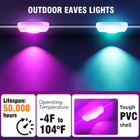 Lumières extérieures permanentes 50ft RGBIC Lumières extérieures avec 36 lumières LED IP67 Étanche 100 Modes de scène avec 40lm Blanc
