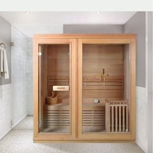 El <span class=keywords><strong>baño</strong></span> en casa cuenta con una <span class=keywords><strong>sauna</strong></span> tradicional portátil de infrarrojos con ozono y <span class=keywords><strong>baño</strong></span> de vapor, hecha de madera de hemlock y álamo. - Product Image 2