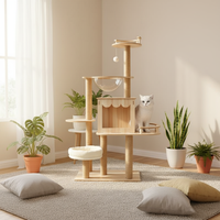 Arbre à chat moderne en carton écologique à 5 niveaux avec griffoir, niche d'intimité, sûr pour l'intérieur/extérieur, toutes saisons, interactif pour chats