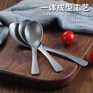 Stainless Steel Spoon Solid Color <b>Camping</b> Outdoor Use Child Eating Spoon Large <b>Small</b> Soup Spoon Retro Style - Product Image 1