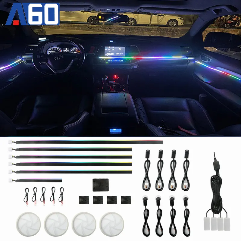 22 In 1 App kontrol senfoni Led atmosfer araba ışıkları Rgb akrilik şeritler ortam lambası evrensel araç İç işık