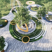 Conception paysagère de parc communautaire, espace public urbain, architecture paysagère verte, service de conception graphique, respectueux de l'environnement