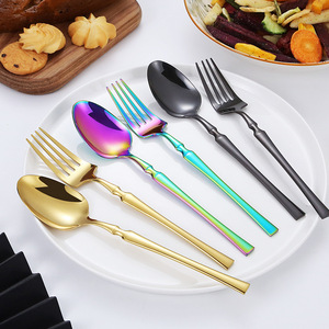 Stainless Steel Western Steak <strong>Gold</strong> Cutlery <strong>Set</strong> Parties Featuring Thin Small Waist Design Knife Fork Spoon <strong>Set</strong> for Event Gifts - Product Image 2