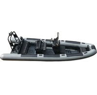 Bateaux pneumatiques de patrouille RIB Orca Hypalon à coque en V profond en aluminium de 23 pieds, noirs, haute vitesse, à vendre