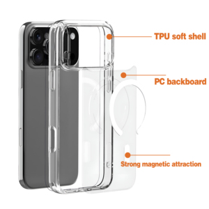Coques de téléphone transparentes magnétiques à haute performance anti-jaunissement, fabriquées à partir de TPU Bayer <span class=keywords><strong>allemand</strong></span> importé, pour 17 Pro Max - Product Image 2