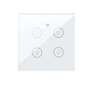 Interrupteur de lumière tactile à fil coupe-feu unique de l'UE Wifi 4 gangs Alexa Google home Interrupteur de lumière à télécommande pour maison intelligente