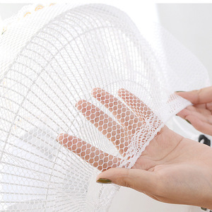 Cubierta para ventilador, protección de malla de PVC de cobertura total para ventilador eléctrico, estilo minimalista moderno, elástico blanco y negro, paquete de un solo producto - Product Image 4