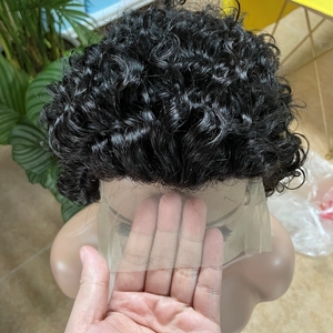 Peluca de Cabello Humano Peruano con Frente de Encaje, Peluca de Cabello Virgen con Ondas Profundas para Mujeres Negras, Peluca Pre-Desplumada con Cabello de Bebé - Product Image 2