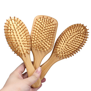 Oem anti-statik Detangling sağlık masaj hava yastığı Logo ahşap bambu saç fırçaları ile tarak ahşap saç fırçası - Product Image 2