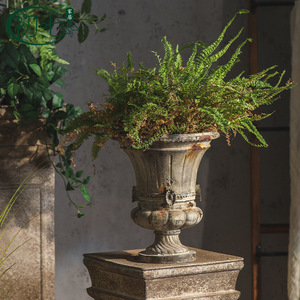 Jarrón de resina estilo Wabi Sabi, maceta artesanal de óxido de magnesio para decoración de jardín de escritorio o de pie. - Product Image 2