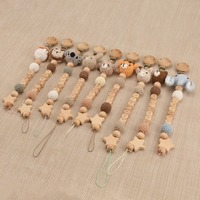 Mots personnalisés Woodeb pinces factices au crochet avec Animal lapin ours renne renard wapiti breloques personnalisé bébé nom attache-sucette