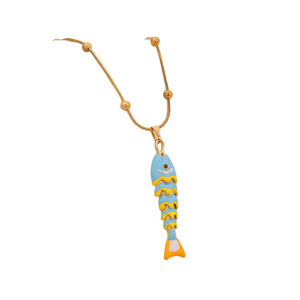 Collana Vintage con Ciondolo a Coda di Pesce Mobile in Rame e Pesce Smaltato Colorato con Catena in Acciaio Inossidabile per Donna - Product Image 6