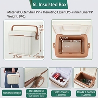 Glacière isotherme portable en plastique de 6 L, grande glacière pour le camping, les voyages, les pique-niques, le stockage des aliments et des boissons, vente en gros, logo personnalisé