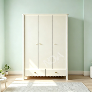 Ensemble de meubles de chambre d'enfant à bords festonnés en bois : <span class=keywords><strong>Lit</strong></span> <span class=keywords><strong>gigogne</strong></span>, Armoire, Bureau, Table de chevet, Commode, Bibliothèque, Tabouret - Product Image 3