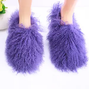 Mongolian sheep fur slippers for women wholesale soft 2022 new bed room real mongolian sheep fur slides slippers