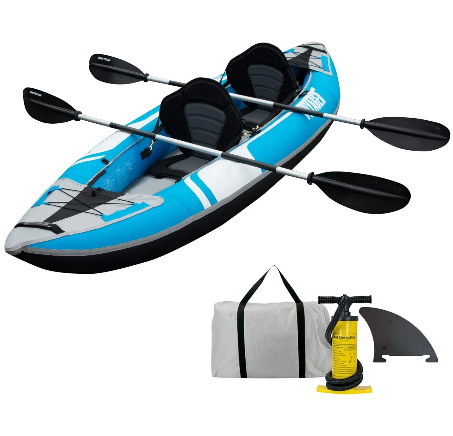 HITU KA3201 Kayak Tandem per 2 persone include paddle in alluminio sedili imbottiti pompa a doppia azione Kayak gonfiabile