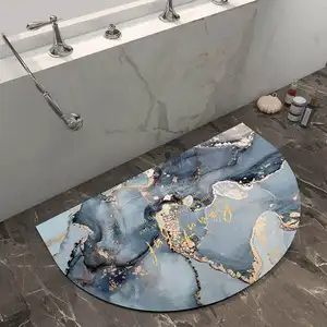 大理石图案浴室吸水地毯橡胶硅藻泥地板垫防滑硅藻土浴垫