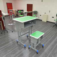 Ensemble de bureau et chaise d'école écologiques et durables, réglables en hauteur, en bois vert, pour chambre et salon