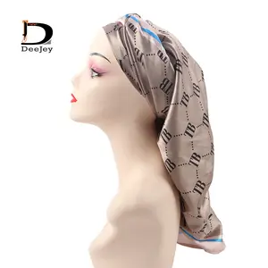 Custom logo print Luxury silk hijab Satin scarf Designer women stylish square head scarves wholesale