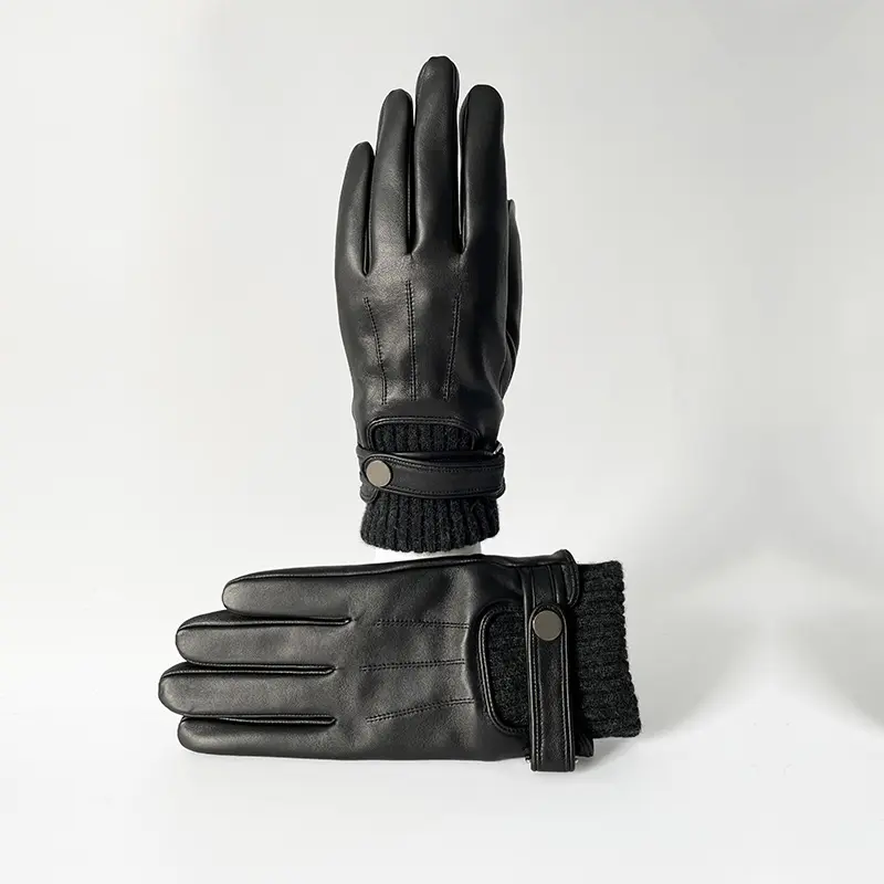 BSCI-guantes de piel de oveja personalizados para hombre, guantes de cuero para invierno