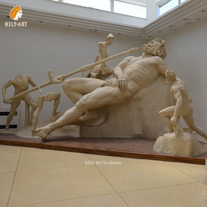 Estatua de mármol tallada a mano para exteriores, escultura de polyfemus tallada a mano, larga, cegadora - Product Image 1