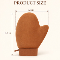 Mitaine applicatrice bronzante en polyester marron pour auto-bronzant, lotion, mousse, crème, corps, jambes, bras, avec manchette élastique, outil pour faux bronzage