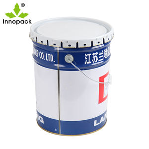 Cubo de pintura de estaño de metal vacío personalizado Cubo de tambor de revestimiento blanco de hierro de acero <span class=keywords><strong>Bidon</strong></span> con asa y tapa de flores - Product Image 5