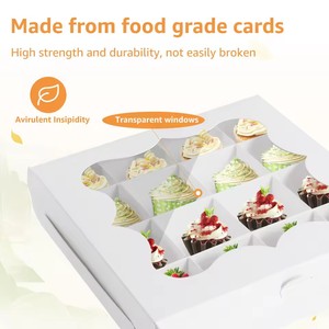 Scatola Regalo in Carta con 16 Scomparti per Dolci, Pasticcini, <span class=keywords><strong>Biscotti</strong></span>, Cioccolato e Torte - Product Image 2