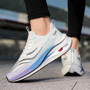 Chaussures de course sportives pour hommes en maille respirante, semelle carbone, antidérapantes, confortables, légères, à lacets, style fitness et marche - Product Image 5