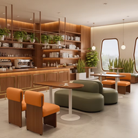 Ensemble de mobilier de restaurant commercial de luxe, tables et chaises en bois pour salle à manger, utilisation dans les cafés, restaurants