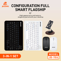 Mouse dan Keyboard Nirkabel BT Universal 3 in 1 dengan Dudukan Desktop, Set Bisnis Isi Ulang untuk Tablet dan Ponsel
