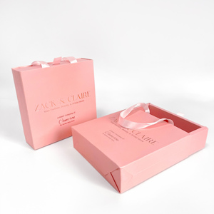 Custom <b>Pink</b> Drawer Gift Boxes with Matching Paper Bags - Luxury Packaging with Ribbon Handles - Product Image 6
