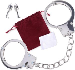 Juguete de imitación de moda para niños, <span class=keywords><strong>esposas</strong></span> electrochapadas para fiestas y juegos de rol, incluye equipo de bondage para mujeres, compra al por mayor - Product Image 3
