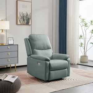 Sillón Reclinable Eléctrico de Estilo Moderno, Juego de Cuero, Directo de Fábrica, Sillón Seccional Giratorio para Sala de Estar, Estructura Metálica, Tela HY1190E, Reclinable S - Product Image 1