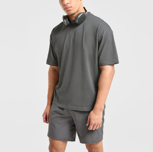 Custom 100% Cotton Men's Boxy T Shirts Acid Wash Ripped Hip Hop Drop Shoulder Regular Fit Solid Knitted Silk Screen Printed - Product Image 1