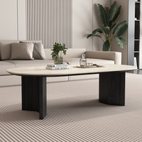 Table basse ovale en travertin, style rétro français, en bois massif, pour salon, petite table de cave en pierre naturelle