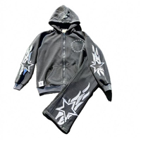 Sweat-shirts à capuche zippés personnalisés de haute qualité en coton 100% pour l'hiver, style streetwear vintage, effet délavé, appliqué, broderie, patchwork
