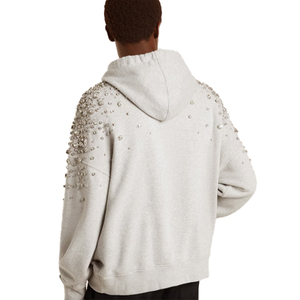 Hot Bán Pha Lê Hot Khoan Rhinestone Hoodie Người Đàn Ông Giản Dị Lấp Lánh Áo Thun Hoodies Baggy Phù Hợp Thoải Mái Drop Shoulder Hoodie - Product Image 3