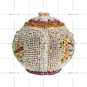 Pochette de soirée fantaisie en forme de théière ornée de strass et de cristaux pour femme, sac à main scintillant décontracté avec chaîne - Product Image 3
