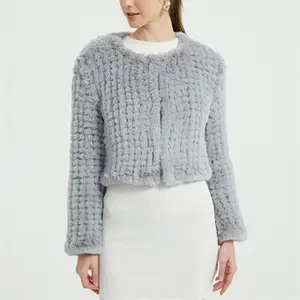 2024 New Arrival Women Autumn And Winter Casual Wear Single-breasted Short Knitted Fur Coat