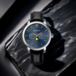 Reloj de Cuarzo Cronógrafo de Lujo para Hombre, Diseño de Estrella y Luna, Nueva Correa de Cuero de 18 mm, 42 mm, Moderno, Mehed Vaatavad Herrenuhr - Product Image 4