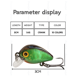 Vente en gros de leurres de pêche artificiels en plastique dur flottants de 3 cm 1,6 g Mini Crankbait pour la pêche au black-bass et à la truite - Product Image 3