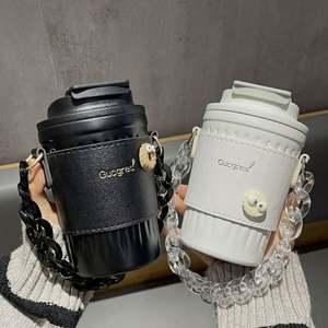 Tasse créative tendance unisexe en forme de cœur avec paille, style japonais 2023, 420 ml, double paroi isolée, écologique, mignonne et pratique - Product Image 1