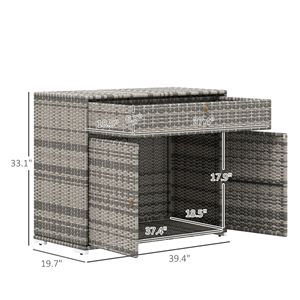 Armoire de rangement pour piscine en rotin PE imperméable gris avec tiroir, pour le rangement des équipements de natation en extérieur - Product Image 4