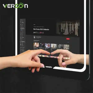 Vercon New Arrive Europe American Smart Bath Mirror Touch Screen Magic Mirror with TV for Real Estate